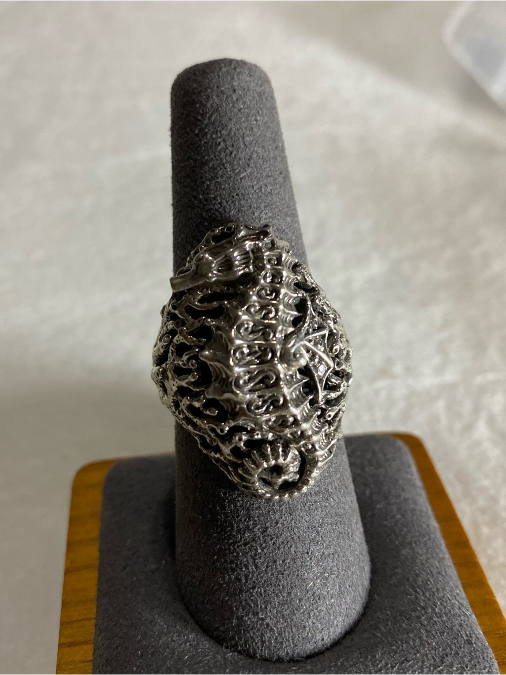 SARDA Sterling Silver Seahorse Filigree Statement Ring
